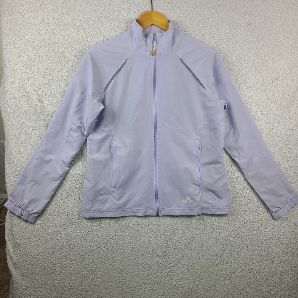 Adidas Womens ClimaProof Windbreaker Jacket Pastel Lavender Purple Size Medium